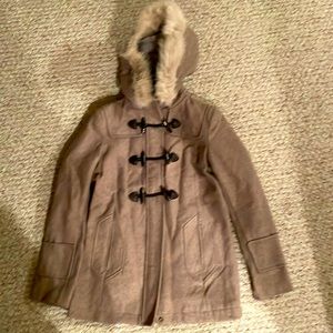 Pea Coat Sz. S. NWOT.  63%Wool/32%Polyester. Taupe